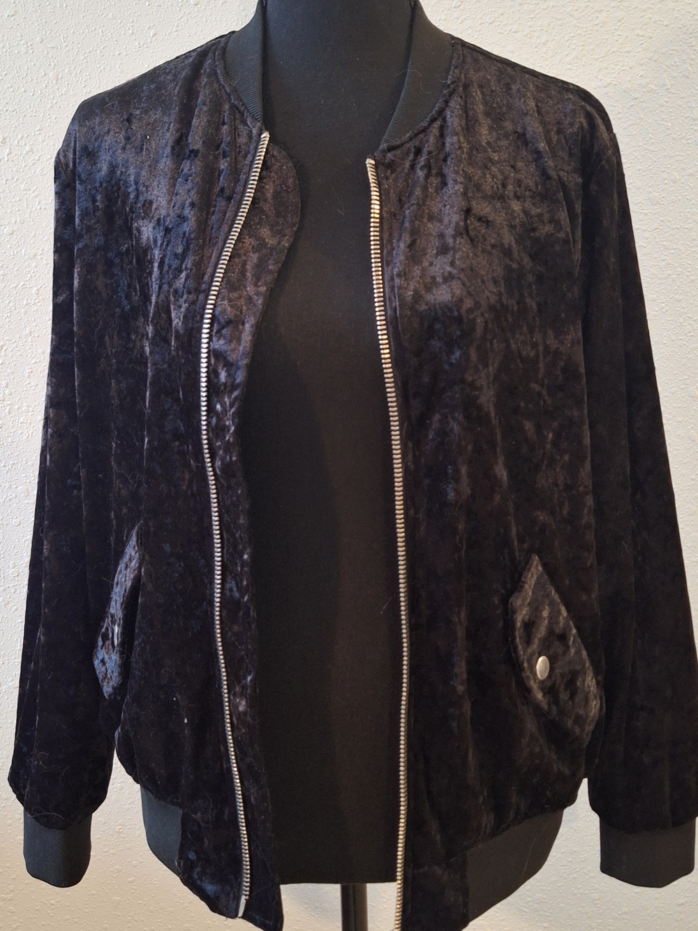 Forever 21 Black Velvet Bomber Jacket